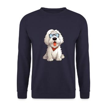 Altenglischer Schäferhund Hunderasse Aquarell Karikatur - Unisex Pullover - Navy - Vorne - Alina (178cm) & Michal (187cm)