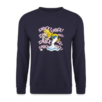 Asterix & Obelix - Falbala mit Idefix - Unisex Pullover - Navy - Vorne - Alina (178cm) & Michal (187cm)