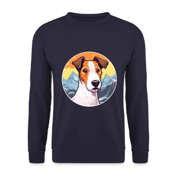 Glatter Foxterrier Hunderasse Cartoon Kawaii Waterc - Unisex Pullover - Navy - Vorne - Alina (178cm) & Michal (187cm)