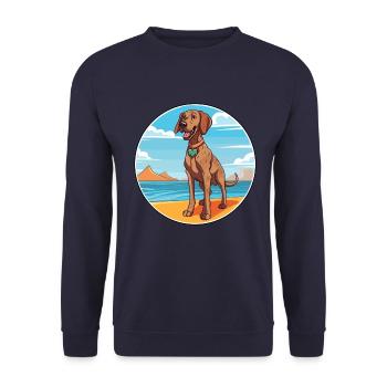 Plott Hund Rasse Cartoon Kawaii Clipart Hund - Unisex Pullover - Navy - Vorne - Alina (178cm) & Michal (187cm)