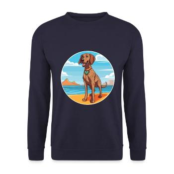 Plott Hund Rasse Cartoon Kawaii Clipart Hund - Unisex Pullover - Navy - Vorne - Alina (178cm) & Michal (187cm)