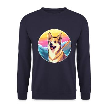 Norwegische Lundehund Hunderasse Cartoon Kawaii Wasser - Unisex Pullover - Navy - Vorne - Alina (178cm) & Michal (187cm)