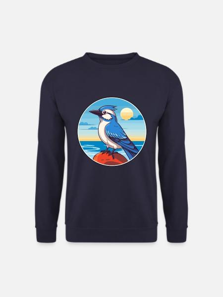 Blauer Eichelhäher Aquarell Cartoon Kawaii Clipart Tier - Unisex Pullover - Navy
