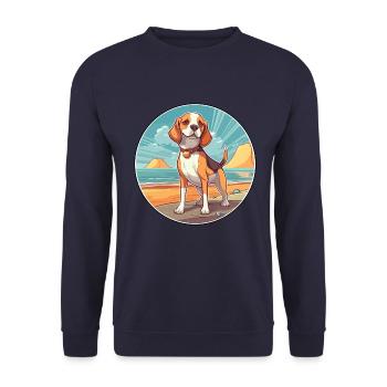Beagle Hund Rasse Cartoon Kawaii Clipart Aquarell - Unisex Pullover - Navy - Vorne - Alina (178cm) & Michal (187cm)