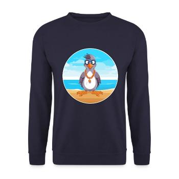 Jay Cartoon Yoga Strand Sommer Illustration - Unisex Pullover - Navy - Vorne - Alina (178cm) & Michal (187cm)