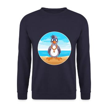 Jay Cartoon Yoga Strand Sommer Illustration - Unisex Pullover - Navy - Vorne - Alina (178cm) & Michal (187cm)