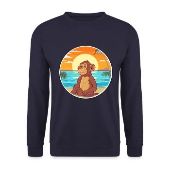 Affe Aquarell Cartoon Kawaii Clipart Tier - Unisex Pullover - Navy - Vorne - Alina (178cm) & Michal (187cm)