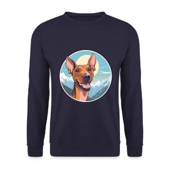 Cirneco Dell Ätna Hunderasse Cartoon Kawaii Waterco - Unisex Pullover - Navy - Vorne - Alina (178cm) & Michal (187cm)