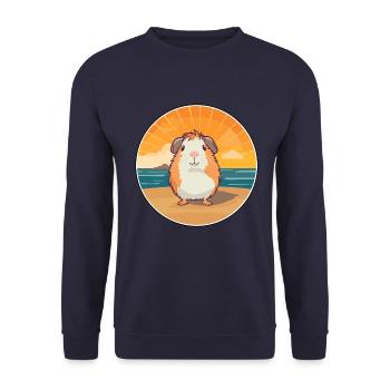 Meerschweinchen-lustige Cartoon-Kawaii-Strand-Illustration - Unisex Pullover - Navy - Vorne - Alina (178cm) & Michal (187cm)