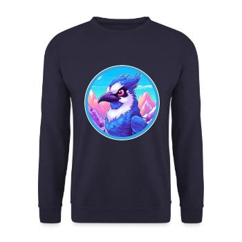 Blauer Eichelhäher Aquarell Karikatur Kawaii Haustier Tier Colo - Unisex Pullover - Navy - Vorne - Alina (178cm) & Michal (187cm)