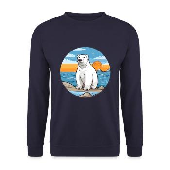 Eisbär Aquarell Karikatur Kawaii Clipart Haustier - Unisex Pullover - Navy - Vorne - Alina (178cm) & Michal (187cm)