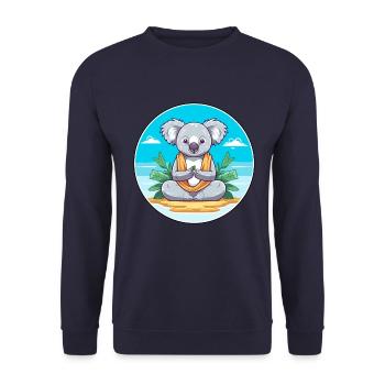 Koala Cartoon Yoga Strand Sommer Illustration - Unisex Pullover - Navy - Vorne - Alina (178cm) & Michal (187cm)