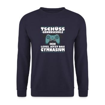 Tschüss Grundschule Level Jetzt Gymnasium Gaming G - Unisex Pullover - Navy - Vorne - Alina (178cm) & Michal (187cm)