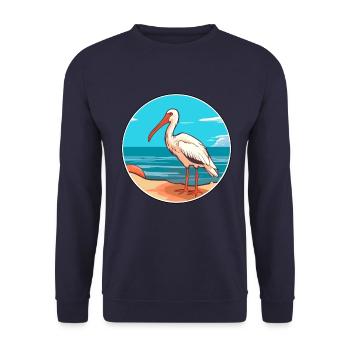 Ibis Aquarell Cartoon Kawaii Clipart Tier - Unisex Pullover - Navy - Vorne - Alina (178cm) & Michal (187cm)