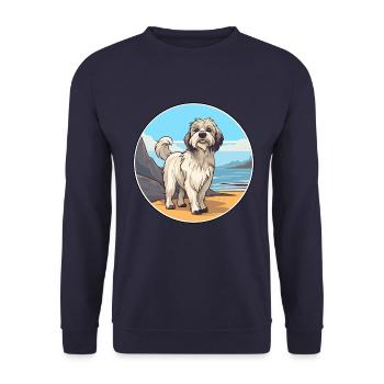Pyrenäen-Schäferhund, Rasse, Cartoon, Kawaii, Clipart - Unisex Pullover - Navy - Vorne - Alina (178cm) & Michal (187cm)