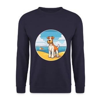 draht foxterrier hunderasse cartoon kawaii clipart - Unisex Pullover - Navy - Vorne - Alina (178cm) & Michal (187cm)