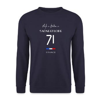 Das Leben ist besser SAÔNE-ET-LOIRE 71 Burgund - Unisex Pullover - Navy - Vorne - Alina (178cm) & Michal (187cm)