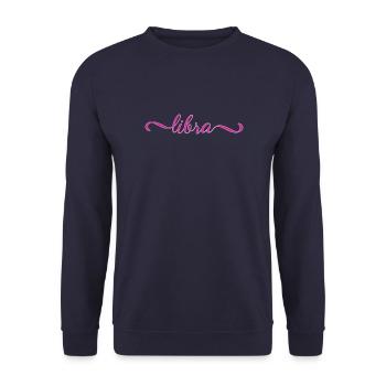 Libra Pink Script Zodiak Design - Unisex Pullover - Navy - Vorne - Alina (178cm) & Michal (187cm)