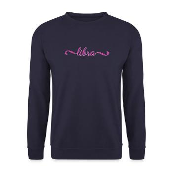 Libra Pink Script Zodiak Design - Unisex Pullover - Navy - Vorne - Alina (178cm) & Michal (187cm)