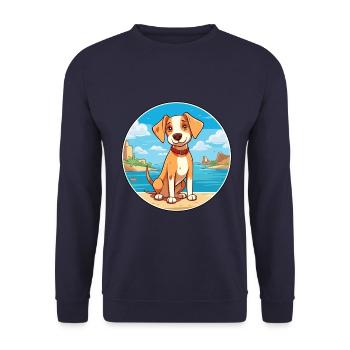 Mallorca Ratter Hund Rasse Cartoon Kawaii Clipart - Unisex Pullover - Navy - Vorne - Alina (178cm) & Michal (187cm)