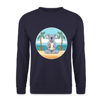Koala Cartoon Yoga Strand Sommer Illustration - Unisex Pullover - Navy - Vorne - Alina (178cm) & Michal (187cm)