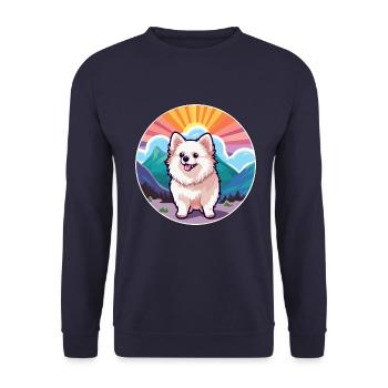 Pommern Deutscher Spitz Hunderasse Karikatur Kawaii W - Unisex Pullover - Navy - Vorne - Alina (178cm) & Michal (187cm)