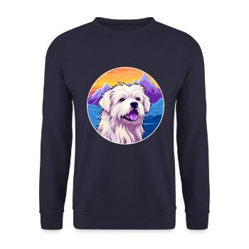 Pyrenäen-Schäferhund-Rasse Cartoon Kawaii Waterco - Unisex Pullover - Navy - Vorne - Alina (178cm) & Michal (187cm)