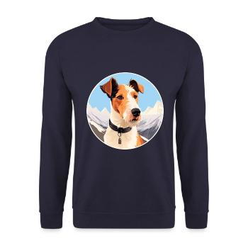 Foxterrier Glatte Hunderasse Cartoon Kawaii Waterc - Unisex Pullover - Navy - Vorne - Alina (178cm) & Michal (187cm)