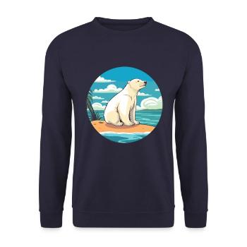Eisbär Aquarell Karikatur Kawaii Clipart Haustier - Unisex Pullover - Navy - Vorne - Alina (178cm) & Michal (187cm)