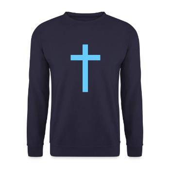 simple cross - Unisex Pullover - Navy - Vorne - Alina (178cm) & Michal (187cm)