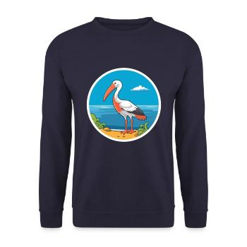 Ibis Aquarell Cartoon Kawaii Clipart Tier - Unisex Pullover - Navy - Vorne - Alina (178cm) & Michal (187cm)