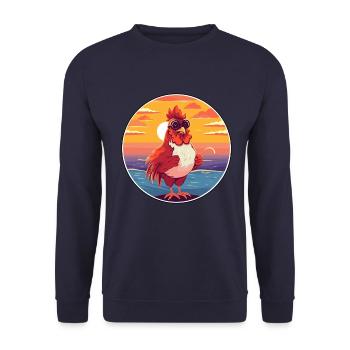 Hahn Niedlich Lustige Karikatur Kawaii Buch Strand - Unisex Pullover - Navy - Vorne - Alina (178cm) & Michal (187cm)