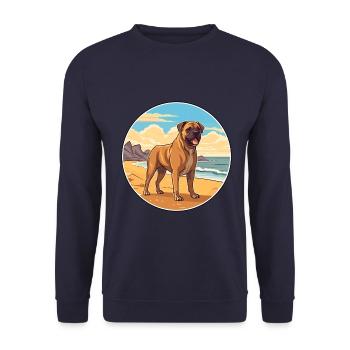 Perro de Presa Canario Hunderasse Cartoon Kawaii - Unisex Pullover - Navy - Vorne - Alina (178cm) & Michal (187cm)