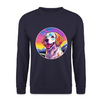 Akbash Hunderasse Karikatur Kawaii Aquarell - Unisex Pullover - Navy - Vorne - Alina (178cm) & Michal (187cm)