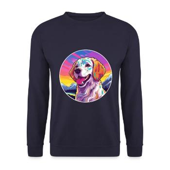 Akbash Hunderasse Karikatur Kawaii Aquarell - Unisex Pullover - Navy - Vorne - Alina (178cm) & Michal (187cm)