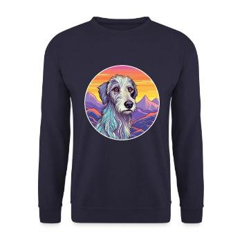 Scottish Deerhound Hunderasse Cartoon Kawaii Waterc - Unisex Pullover - Navy - Vorne - Alina (178cm) & Michal (187cm)