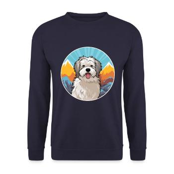 Pyrenäen-Schäferhund Hunderasse Cartoon Kawaii Waterco - Unisex Pullover - Navy - Vorne - Alina (178cm) & Michal (187cm)