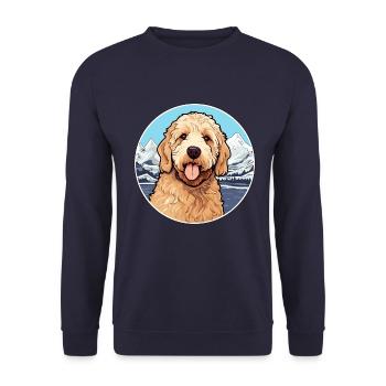 Goldendoodle Hunderasse Cartoon Kawaii Aquarell - Unisex Pullover - Navy - Vorne - Alina (178cm) & Michal (187cm)