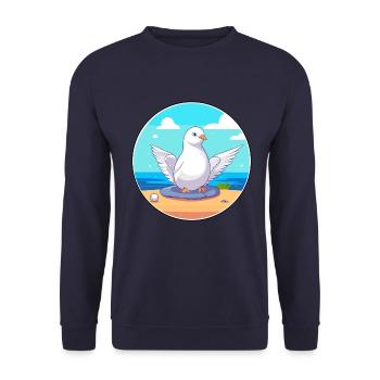 Taube Cartoon Yoga Strand Sommer Illustration - Unisex Pullover - Navy - Vorne - Alina (178cm) & Michal (187cm)