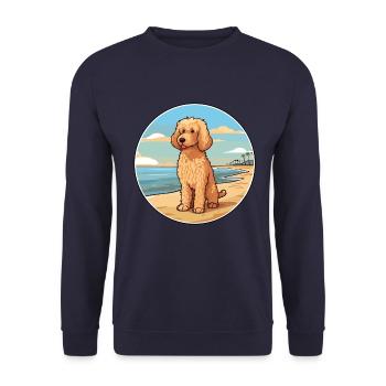 Goldendoodle Hund Rasse Cartoon Kawaii Clipart Hund - Unisex Pullover - Navy - Vorne - Alina (178cm) & Michal (187cm)