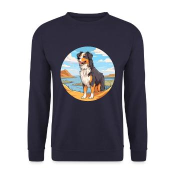 Englisch Schäferhund Rasse Cartoon Kawaii Clipart - Unisex Pullover - Navy - Vorne - Alina (178cm) & Michal (187cm)