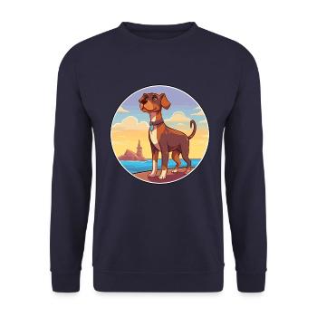 Braque Du Bourbonnais Hunderasse Cartoon Kawaii Hund - Unisex Pullover - Navy - Vorne - Alina (178cm) & Michal (187cm)