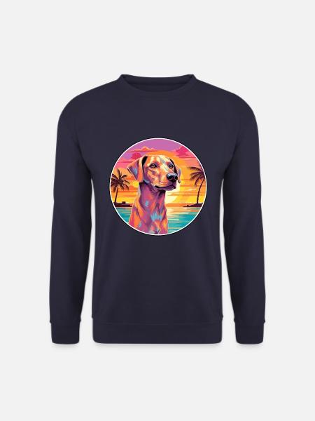 Kretische Hunderasse bunte Karikatur Aquarell - Unisex Pullover - Navy
