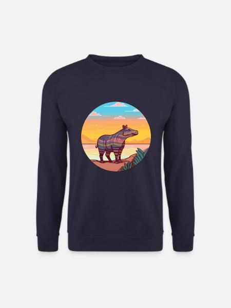 Tapir Aquarell Cartoon Kawaii Clipart Tier - Unisex Pullover - Navy