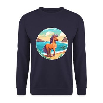 Pony Aquarell Cartoon Kawaii Clipart Tier - Unisex Pullover - Navy - Vorne - Alina (178cm) & Michal (187cm)