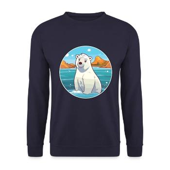 Eisbär Aquarell Cartoon Kawaii Clipart Haustier - Unisex Pullover - Navy - Vorne - Alina (178cm) & Michal (187cm)