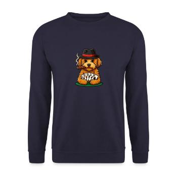 Poker Maltipoo – Lustiges Hundemotiv mit Stil - Unisex Pullover - Navy - Vorne - Alina (178cm) & Michal (187cm)
