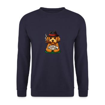 Poker Maltipoo – Lustiges Hundemotiv mit Stil - Unisex Pullover - Navy - Vorne - Alina (178cm) & Michal (187cm)