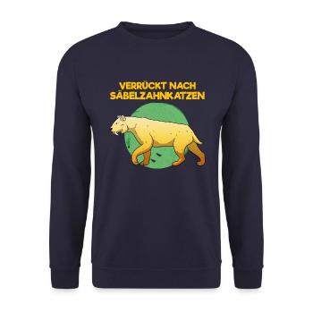 Säbelzahnkatze Säbelzahntiger Steinzeit Archäologe - Unisex Pullover - Navy - Vorne - Alina (178cm) & Michal (187cm)