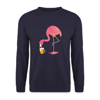 Beer Flamingo Bier Trinken Design - Unisex Pullover - Navy - Vorne - Alina (178cm) & Michal (187cm)